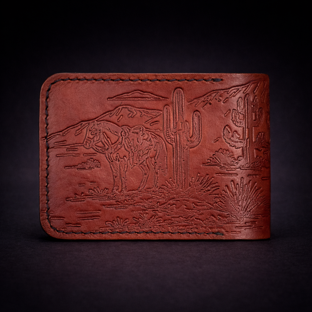 A41 NOVA Frontier Wallet — Handmade Mahogany Leather Bifold-Black Thread