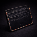 A41 EMBER Spurwire Wallet — Handmade Black Leather Card Wallet-Red & White Stitch