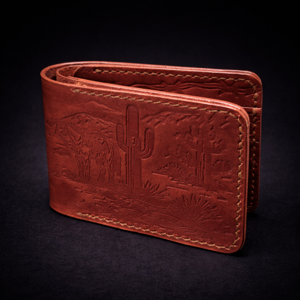 A41 NOVA Frontier Wallet — Handmade Mahogany Leather Bifold-Brown Thread