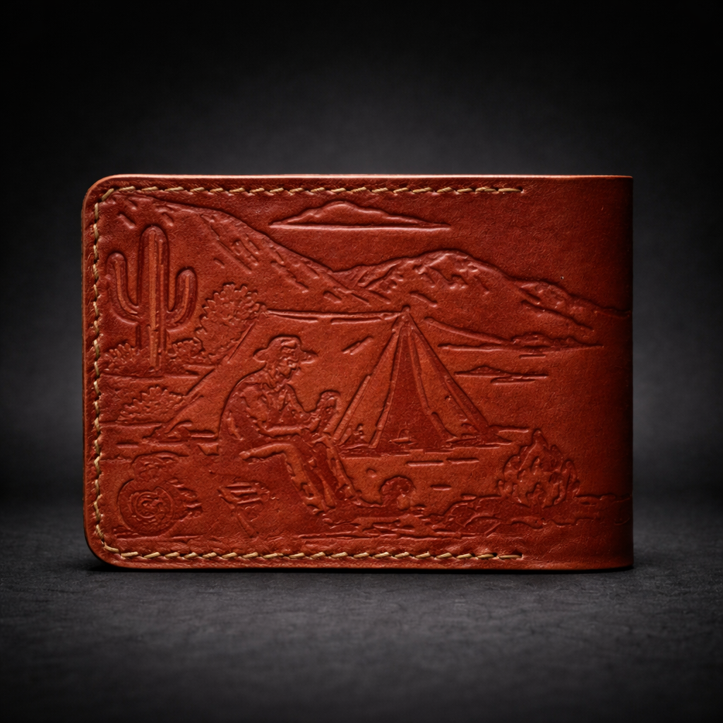 A41 NOVA Frontier Wallet — Handmade Mahogany Leather Bifold-Brown Thread