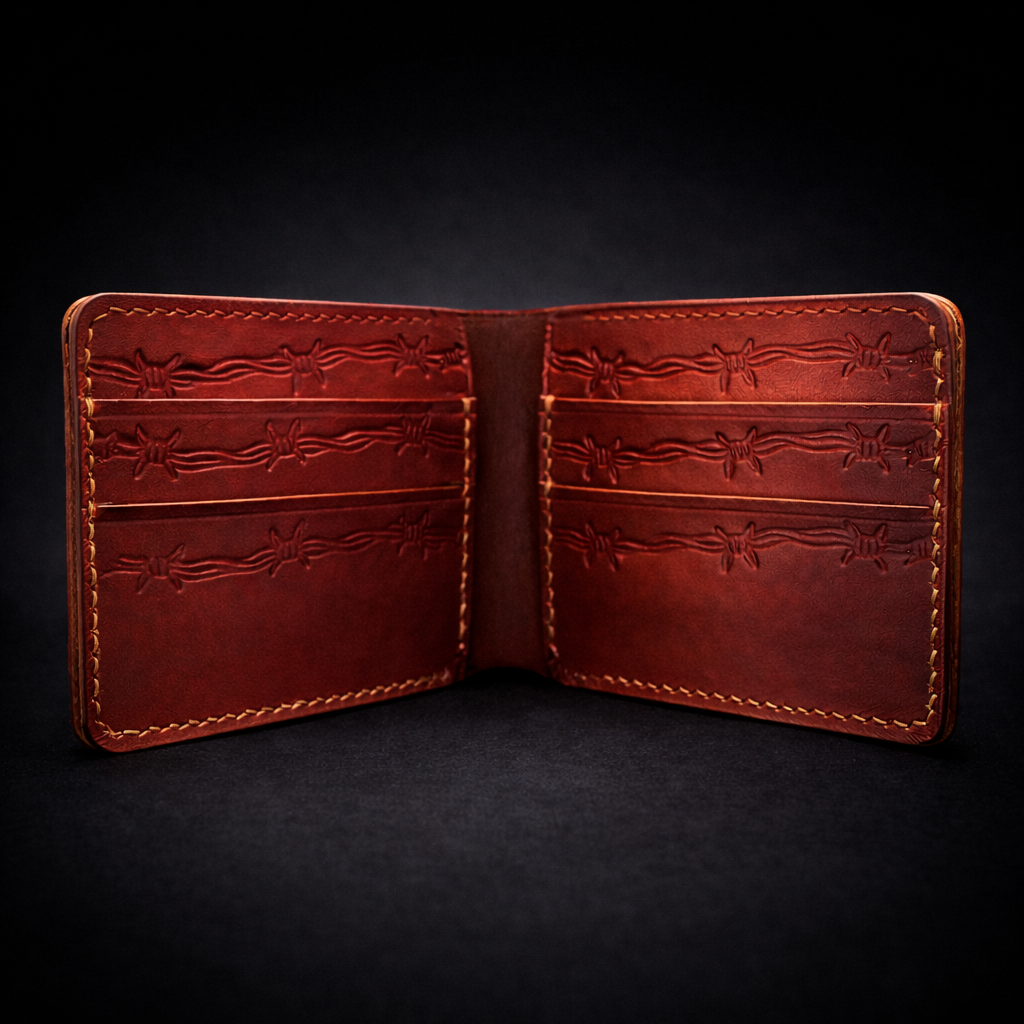 A41 NOVA Frontier Wallet — Handmade Mahogany Leather Bifold-Brown Thread