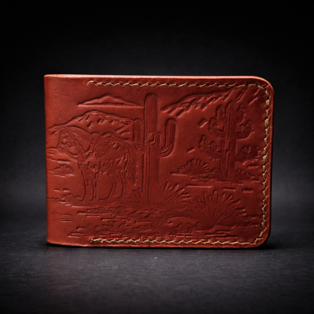A41 NOVA Frontier Wallet — Handmade Mahogany Leather Bifold-Brown Thread