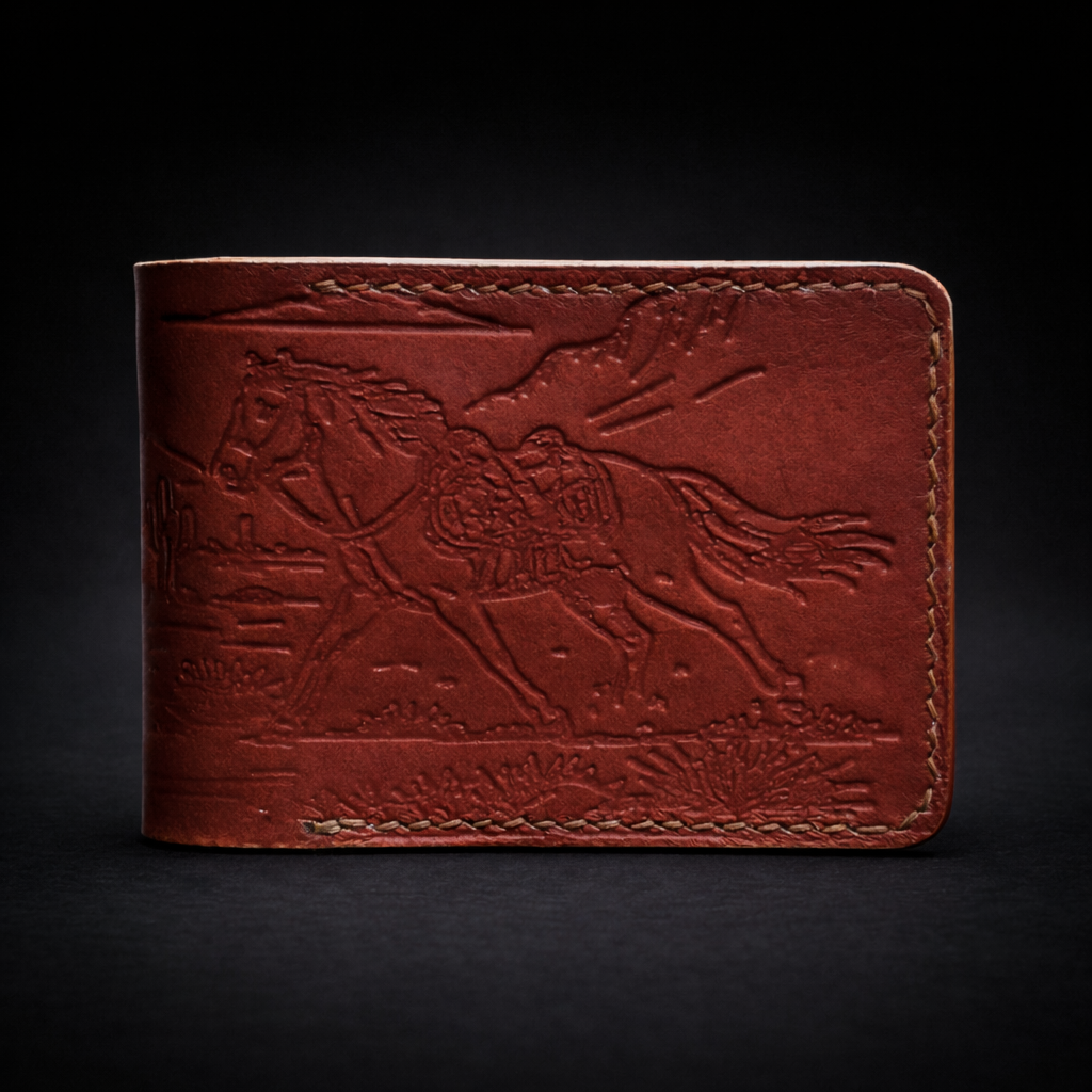 A41 NOVA Outlaw Wallet — Handmade Mahogany Leather Bifold-Brown Thread