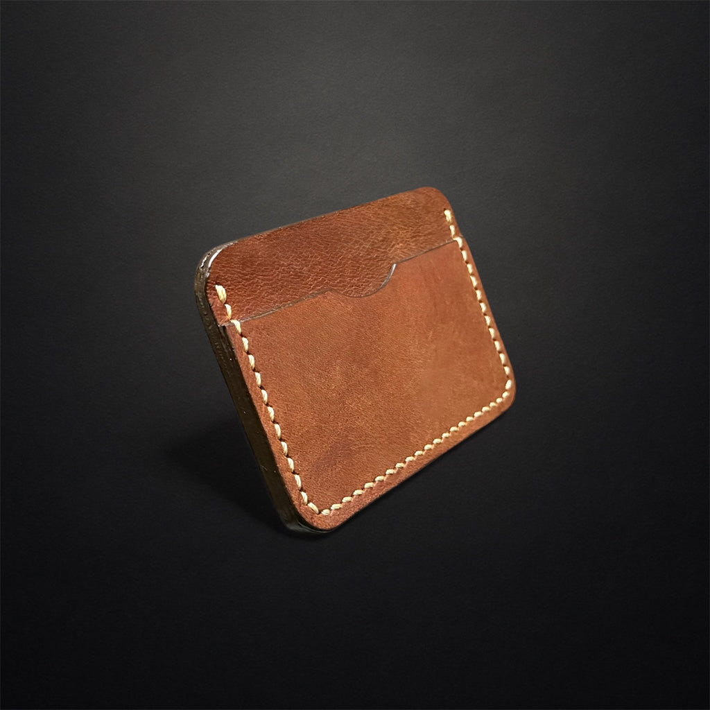 A41 Rugged Apple Harvest Tan Handmade Leather Card Wallet — Chrome-Tanned Slim