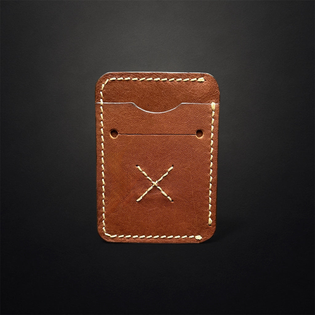 A41 Rugged Apple Harvest Tan Handmade Leather Card Wallet — Chrome-Tanned Slim