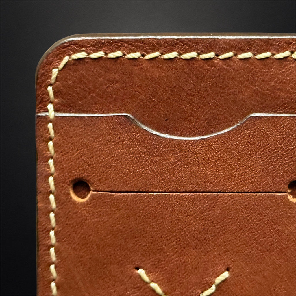 A41 Rugged Apple Harvest Tan Handmade Leather Card Wallet — Chrome-Tanned Slim