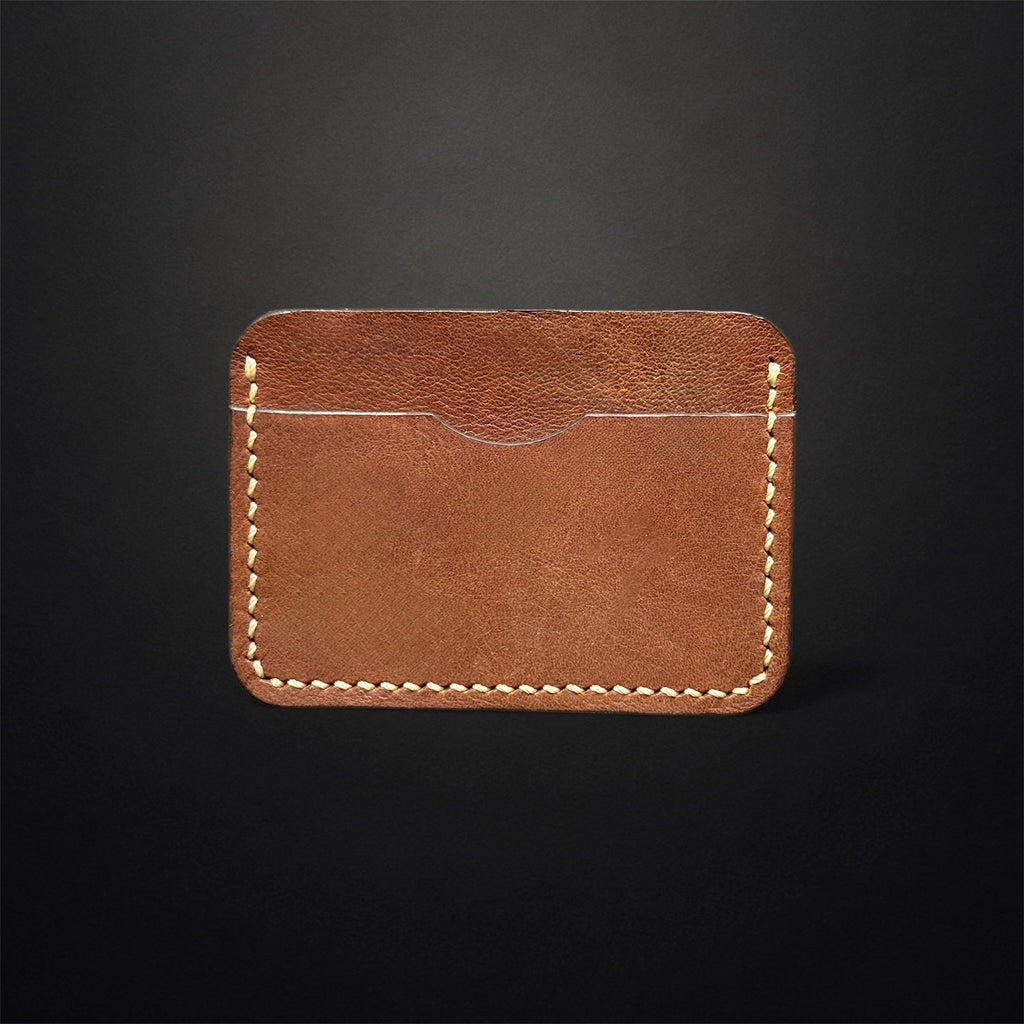 A41 Rugged Apple Harvest Tan Handmade Leather Card Wallet — Chrome-Tanned Slim